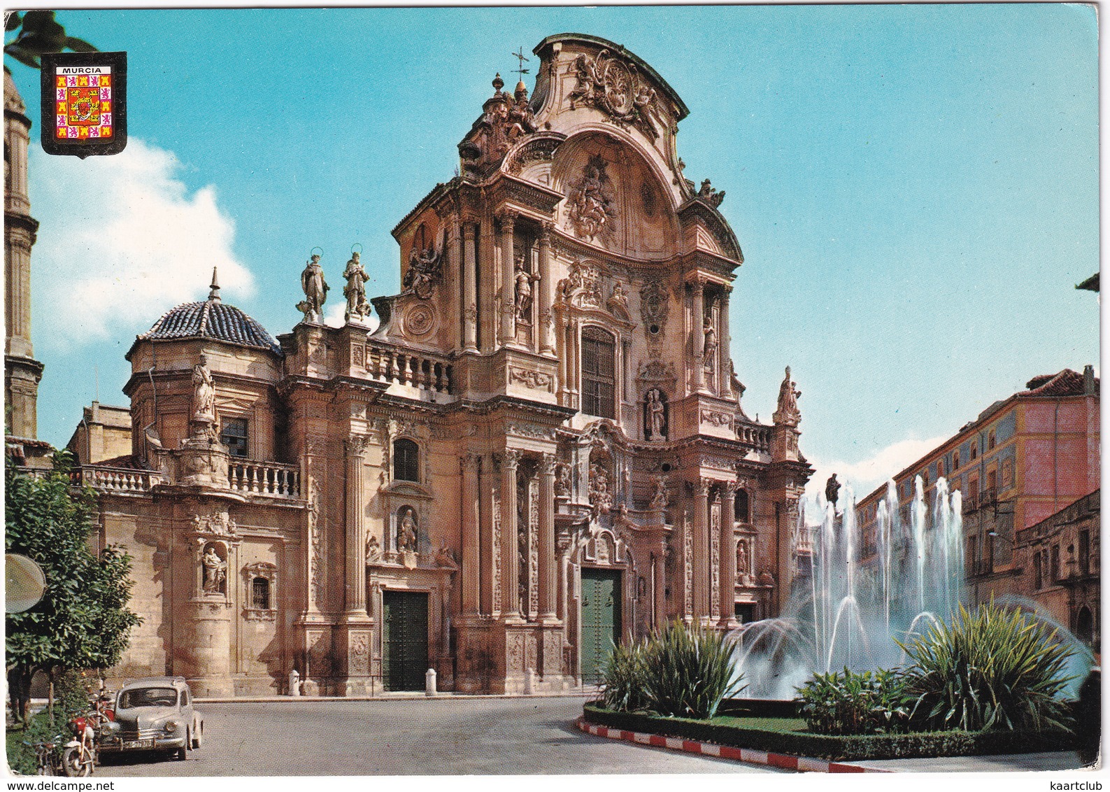 Murcia: MOTORCYCLE, RENAULT 4CV - Cathedral Facade - (Espana/Spain) - Passenger Cars