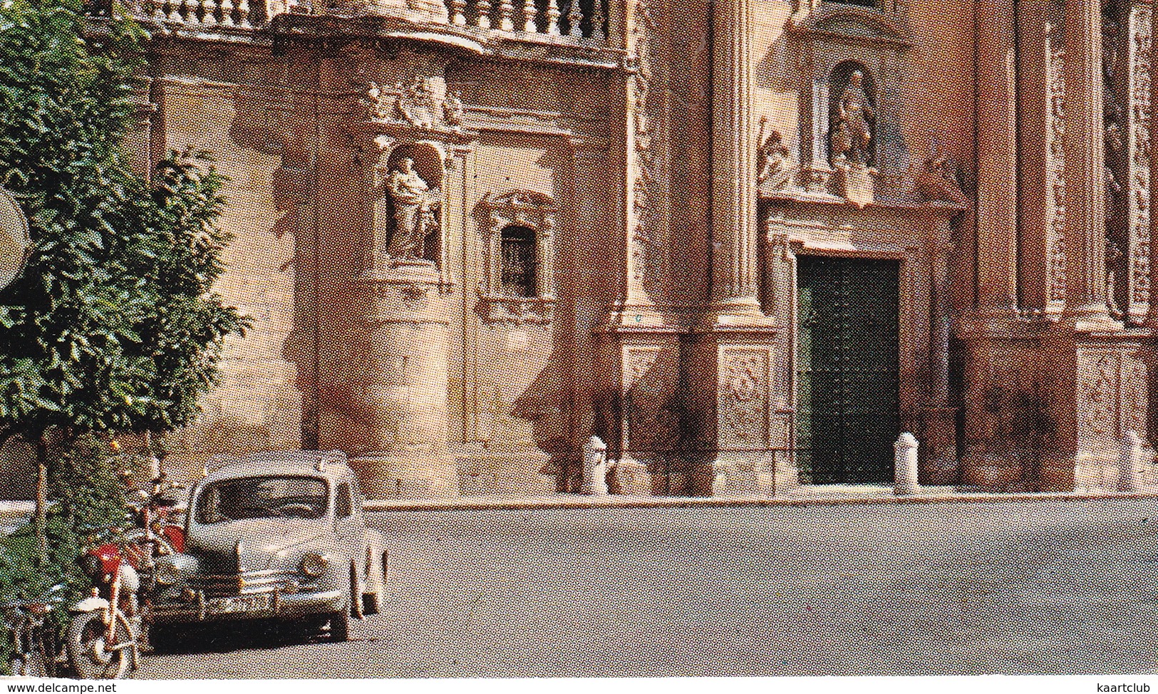 Murcia: MOTORCYCLE, RENAULT 4CV - Cathedral Facade - (Espana/Spain) - Passenger Cars
