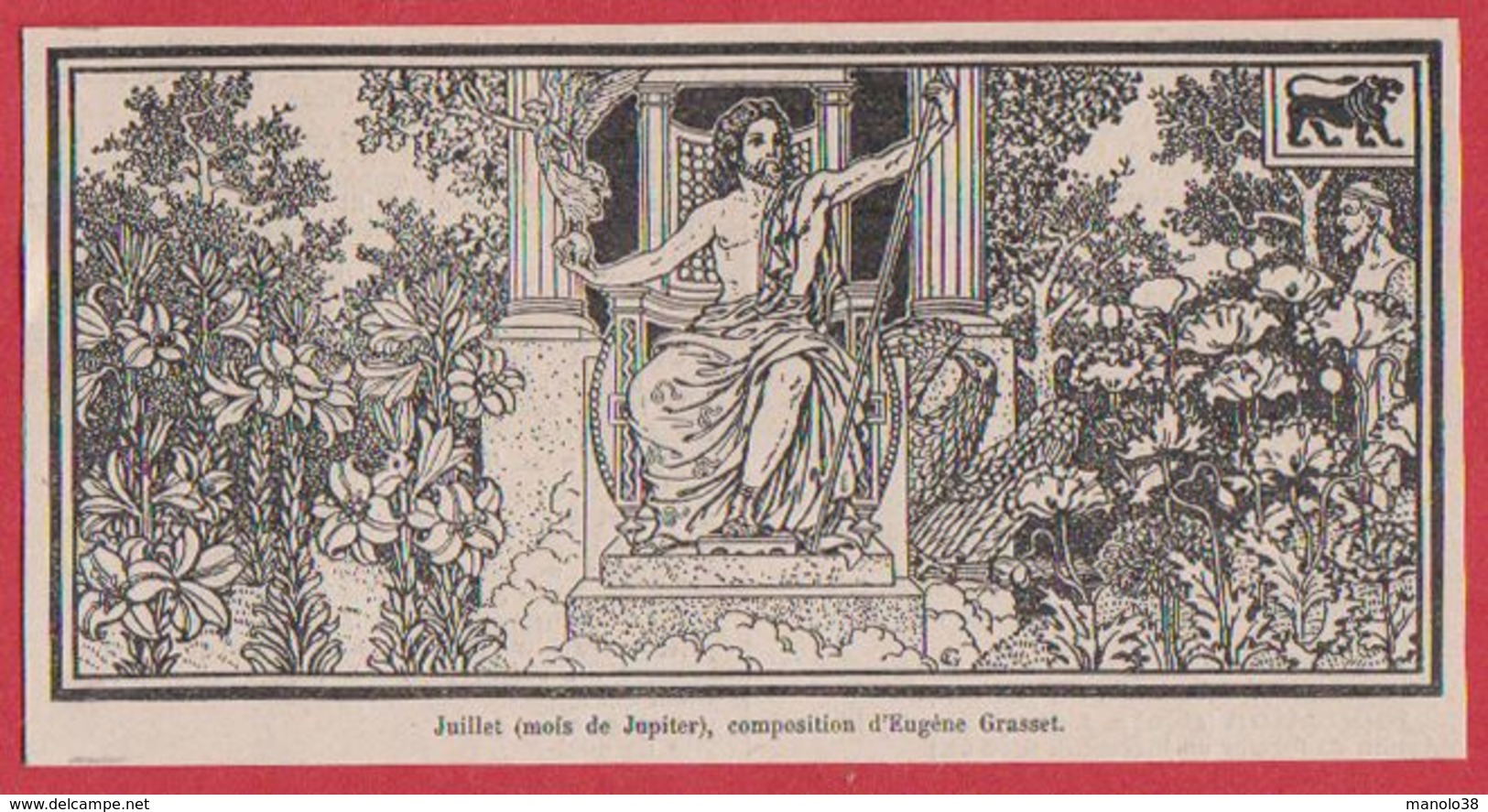 Mois De Juillet, Mois De Jupiter. Composition D'Eugène Grasset. Larousse 1920. - Unclassified
