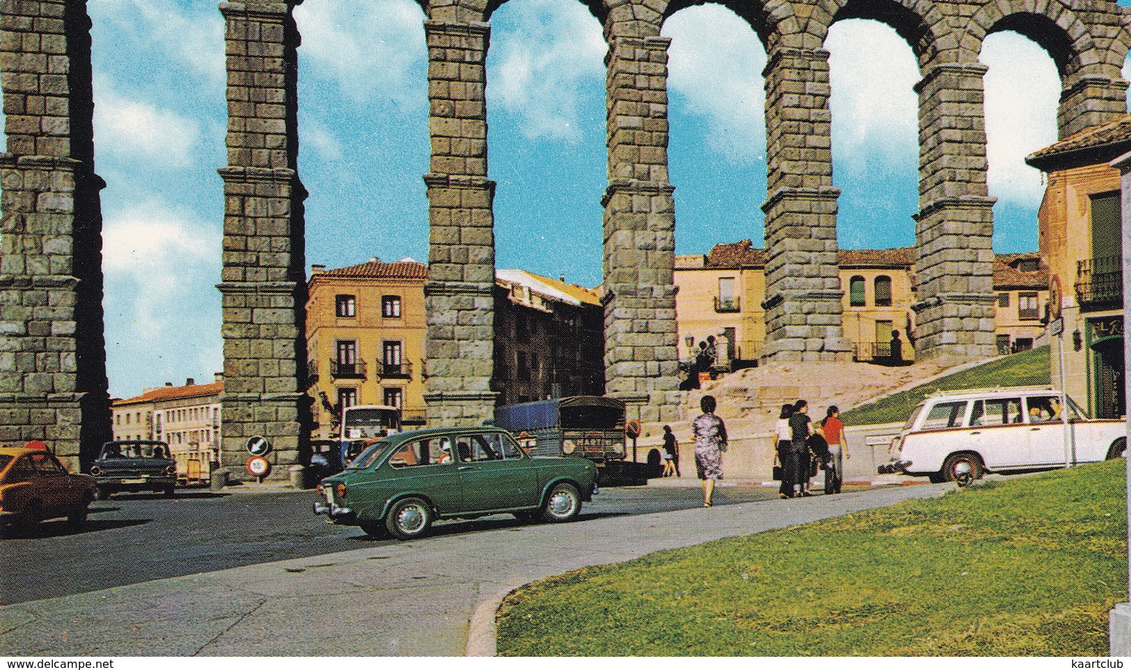 Segovia: FIAT-SEAT 850, 850 COUPÉ, 124 FAMILIAR, FORD GALAXIE '63 - Monumento De Roma - Acueducto - (Espana/Spain) - Turismo