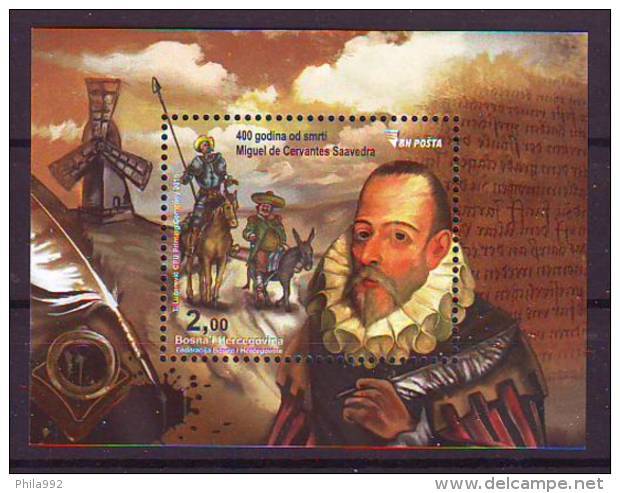 BiH Bosnia 2016 Y Personalities Miguel De Cervantes Saavedra Block MNH - Bosnia And Herzegovina