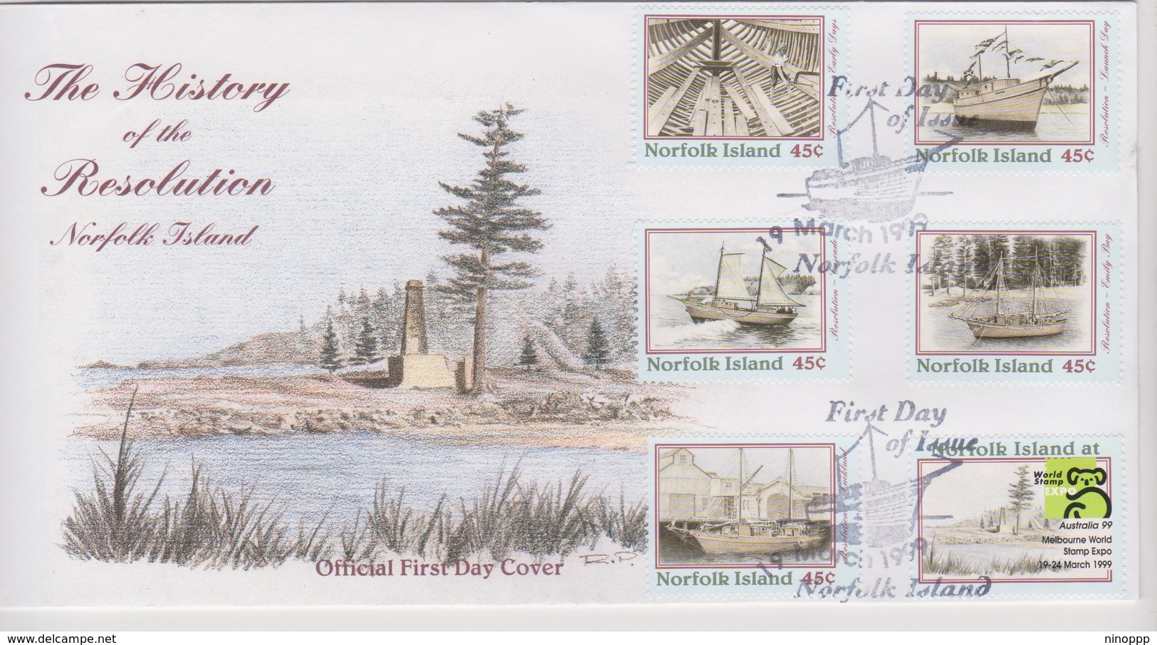 Norfolk Island 1999 The History Of The Resolution FDC - Norfolk Island