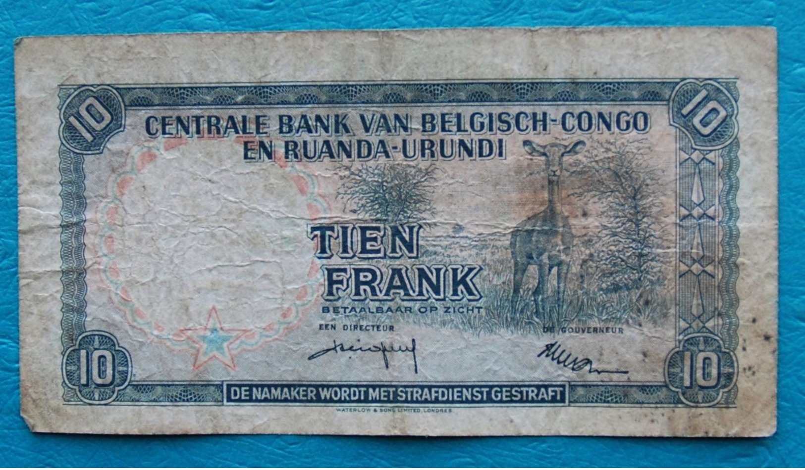 CONGO BELGE 10 FRANCS 01.04.1958 - RARE- - Bank Van Belgisch Kongo