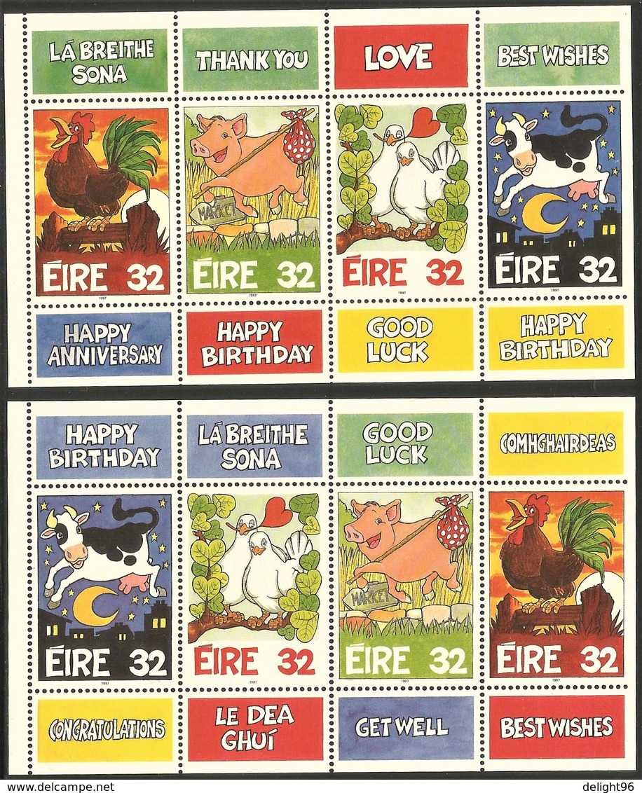 1997 Ireland Greetings: Farmyard Animals Booklet Panes (** / MNH / UMM) - Fumetti