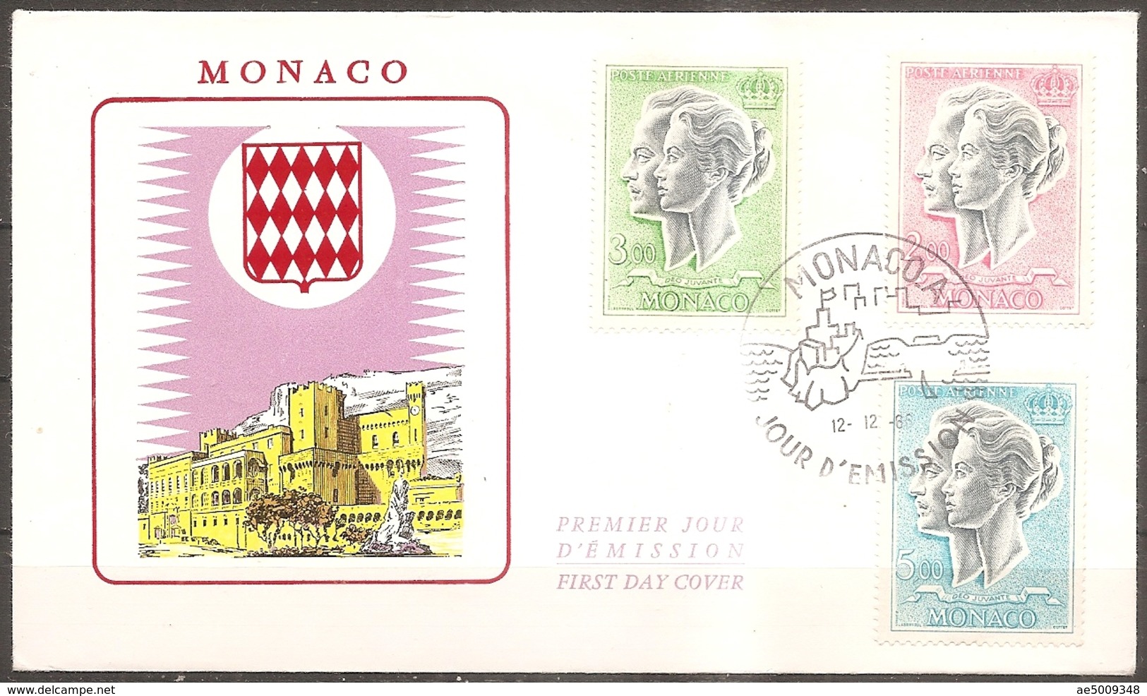 Enveloppe Monaco - 1er Jour Timbres N° 87 à 89 Poste Aerienne Le 12/12/1966 (bon Etat) - FDC