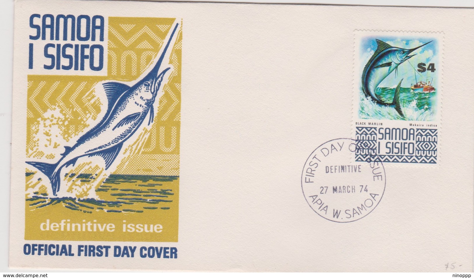 Samoa 1974 Definitives Black Marlin FDC - Samoa