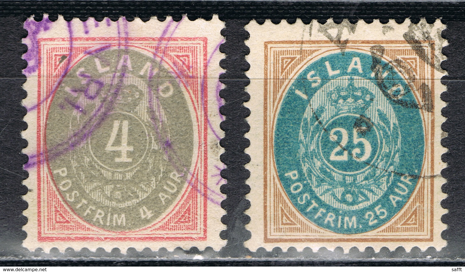 Island 20/21 Gestempelt - 4 Und 25 Aurar Grau 1900 - Used Stamps