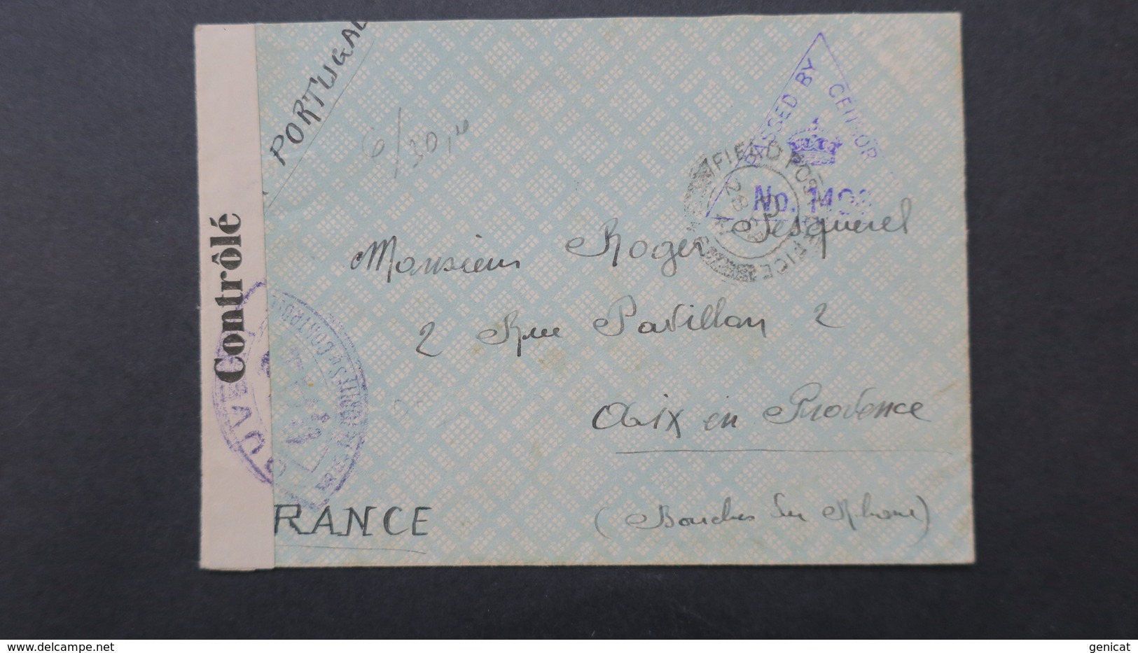 Lettre En Franchise Militaire Du Nigeria  Sept. 1941 Par Le Portugal Pour Aix En Provence Censure Diverses Voir Scans - Guerre De 1939-45
