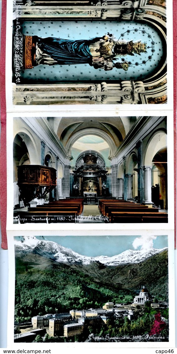 LIB 32 -  SANTUARIO DI OROPA Mt. 1180 - PIEGHEVOLE DI 12 FOTO ACQUARELLATE ANNI '50 - Religione & Esoterismo