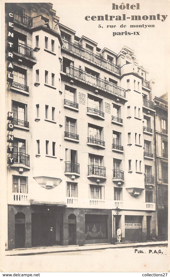 75004-PARIS-CARTE-PHOTO- HÔTEL CENTRAL-MONTY 5 RUE DE MONTYON - Arrondissement: 04