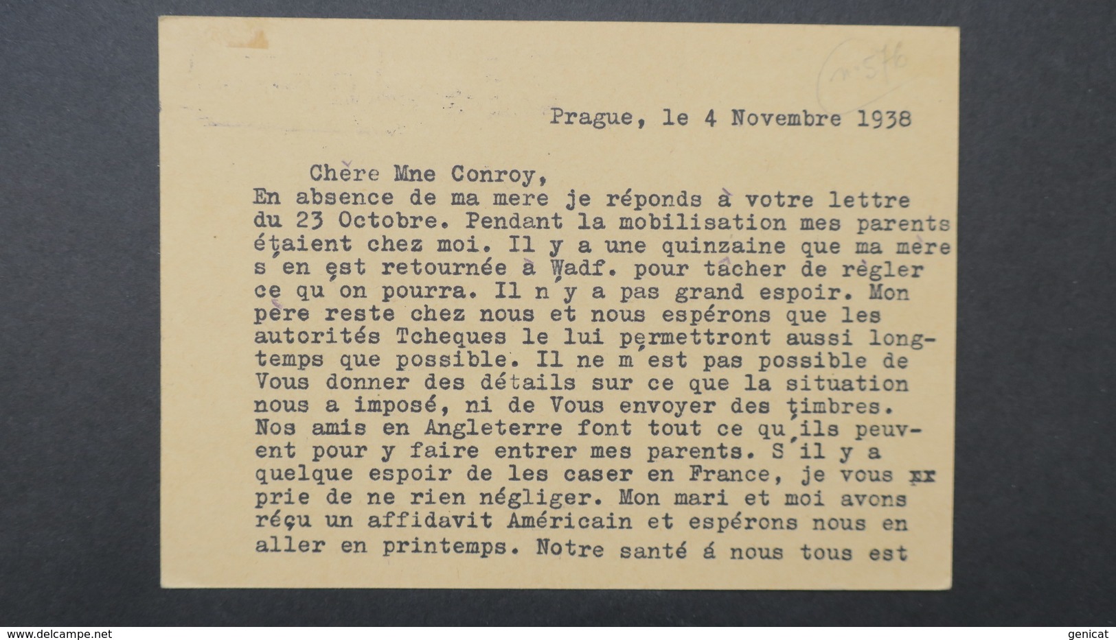 Entier Tcheque Novembre 1938 De Prague Avec Complément Pour Les Vosges Censure Et Texte En Français - WW II