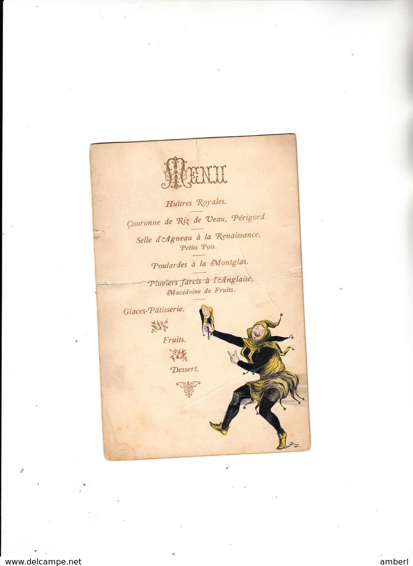 Oude Menu Met Afbeelding Nar (clown) - Menus