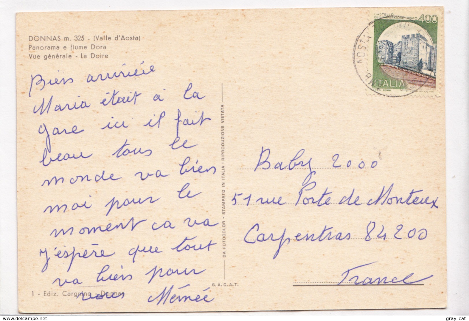 DONNAS, DONNAZ, M.325, Panorama E Fiume Dora, Used Postcard [23208] - Other & Unclassified