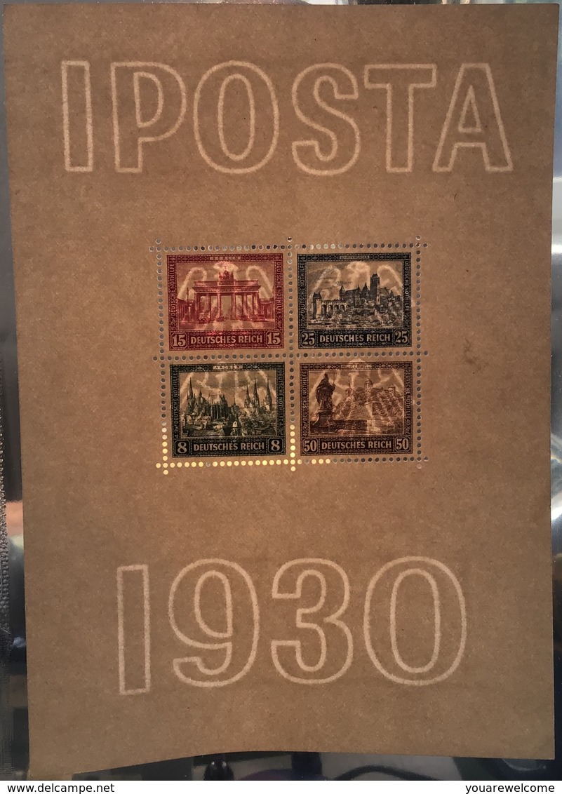 Deutsches Reich 1930 IPOSTA  Briefmarken Ausstellung Block 1** (bloc souvenir sheet architecture philatelic exhibition