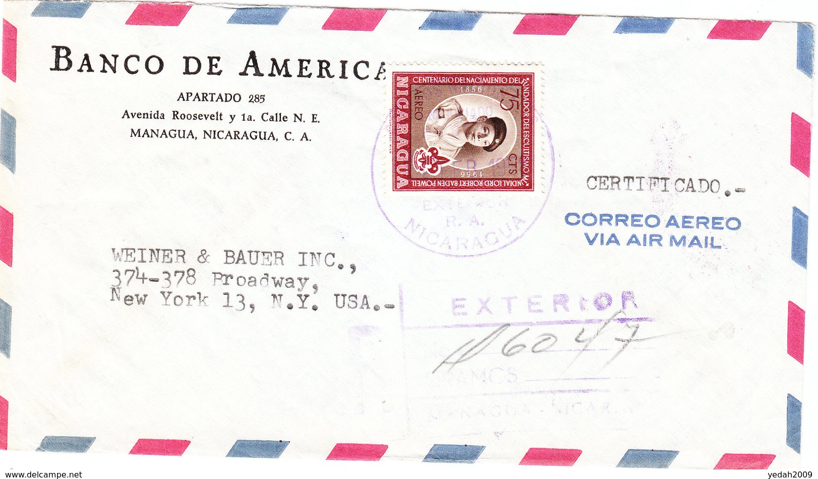 NICARAGUA AIRMAIL COVER 1958 - Nicaragua