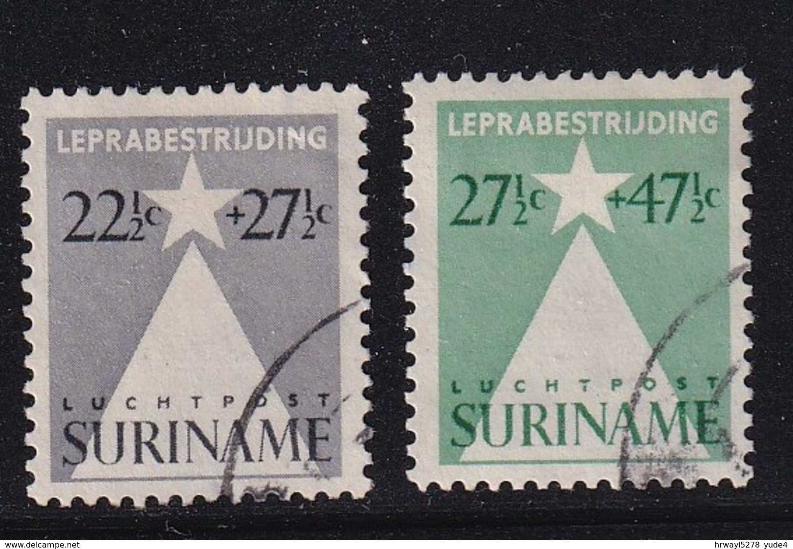 Dutch Surinam 1947, Airmail, Lepra, Complete Set, Vfu. Cv 8 Euro - Suriname ... - 1975