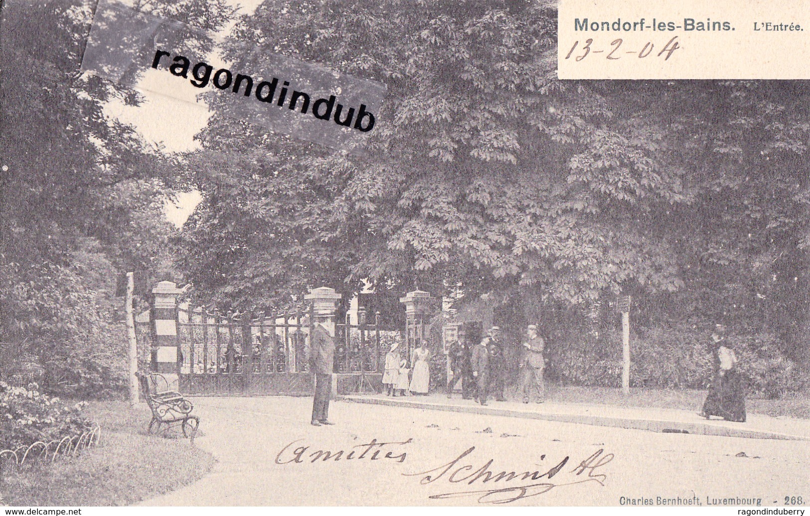 CPA - LUXEMBOURG - MONDORF-les-BAINS - L' ENTREE - BELLE OBLIT LUXEM REMICH Voy 1904 Bel état - CARTE Sur PLAN RARE - Bad Mondorf