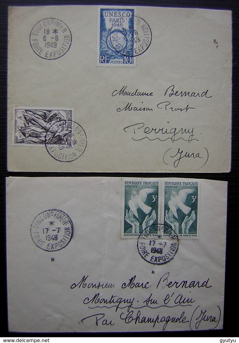 Toulon 1949 Et 1948 Lot De Deux Lettres Oblitérées Foire Exposition - 1921-1960: Période Moderne