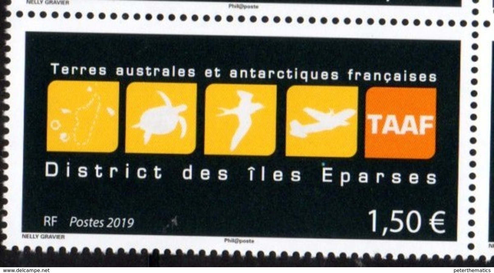 TAAF, FRENCH ANTARCTIC, 2019, MNH, DISTRICT DES ILES EPARSES , STYLIZED TURTLES, BIRDS, PLANES, 1v - Tortues