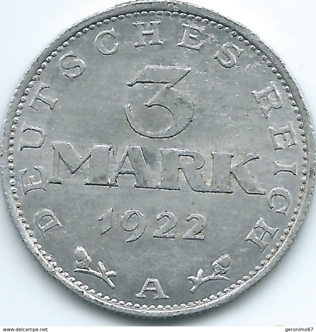 Germany - Weimar - 1922 A - 3 Marks - KM29 - 3rd Anniversary Of Weimar Republic - 3 Mark & 3 Reichsmark