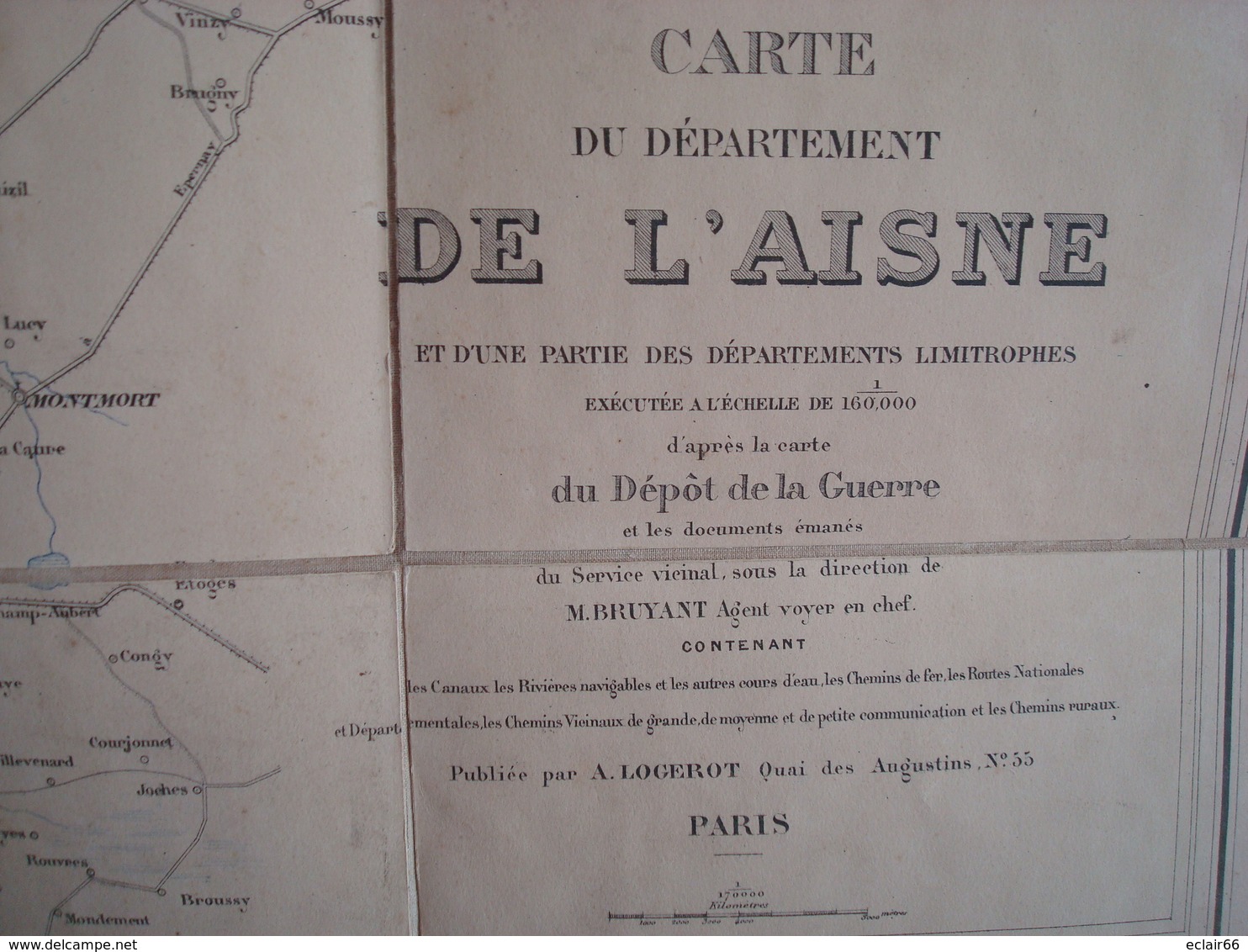 AISNE CARTE 1900. EN COULEURS TOILEE Direction M.BRUYANT Dimension 100cmX72cm Lire Scannes Impeccable - Cartes Géographiques