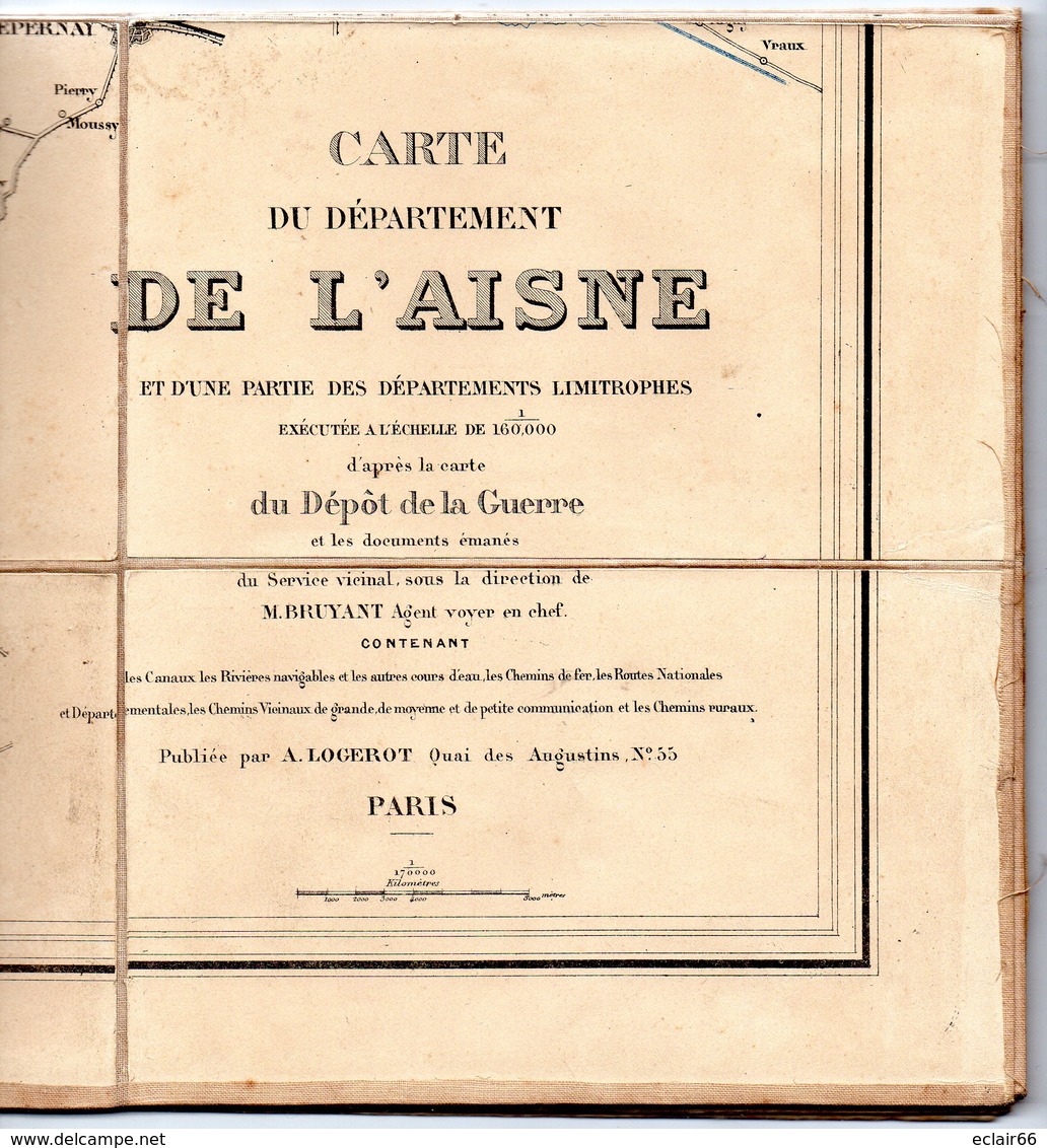 AISNE CARTE 1900. EN COULEURS TOILEE direction M.BRUYANT dimension 100cmX72cm lire Scannes impeccable
