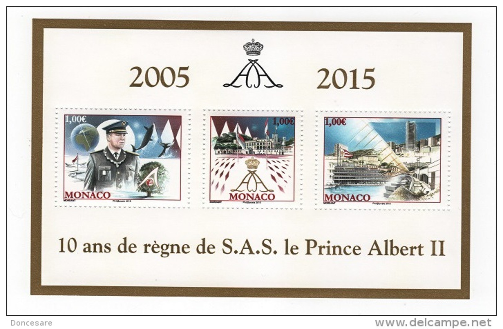 ** MONACO 2015 BLOC N° 2992 A 2994 "10 ANS DE RÈGNE DE S.A.S. LE PRINCE ALBERT II "  ** - Blocs