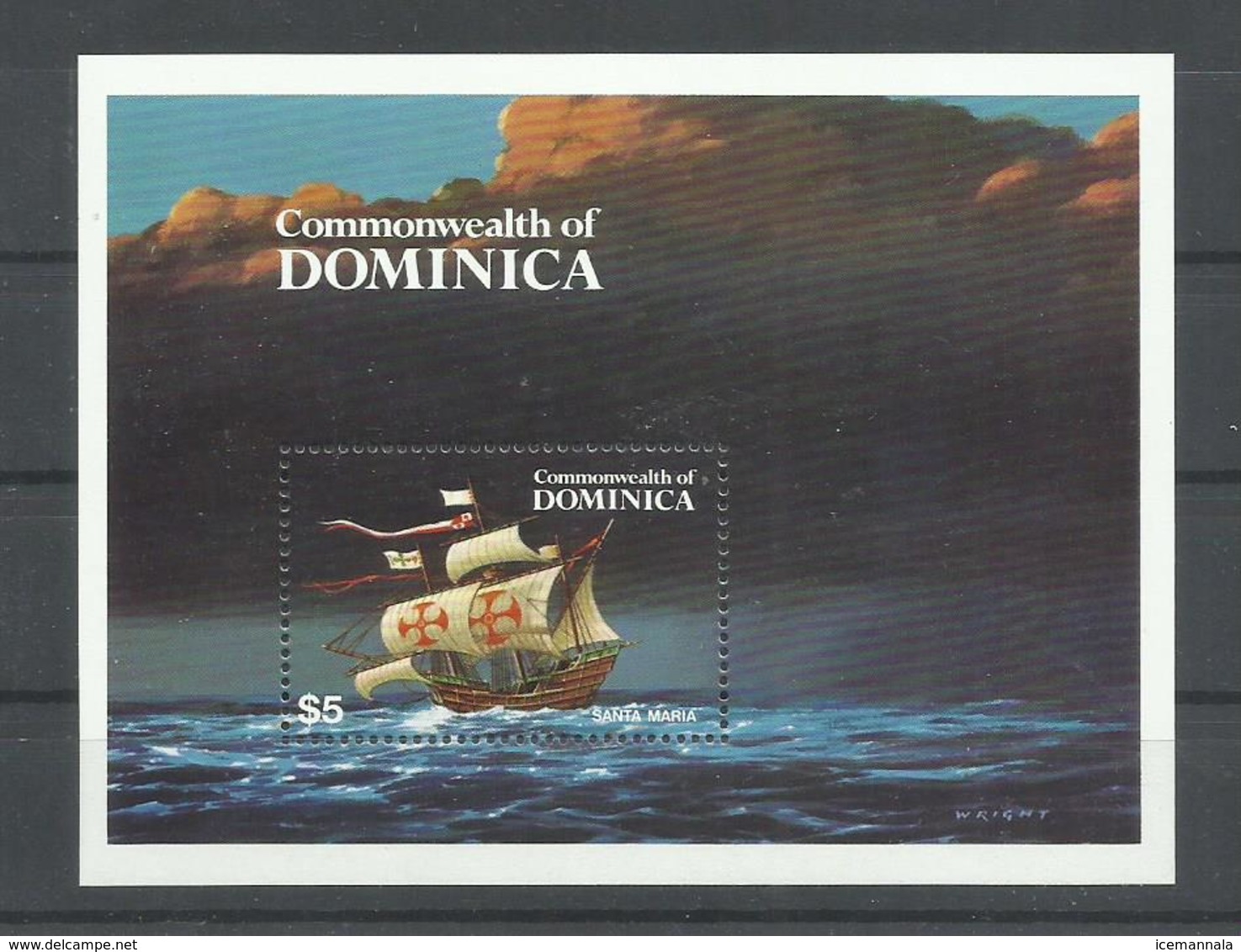 DOMINICA, HOJA BLOQUE SANTA MARIA   MNH  ** - Cristóbal Colón