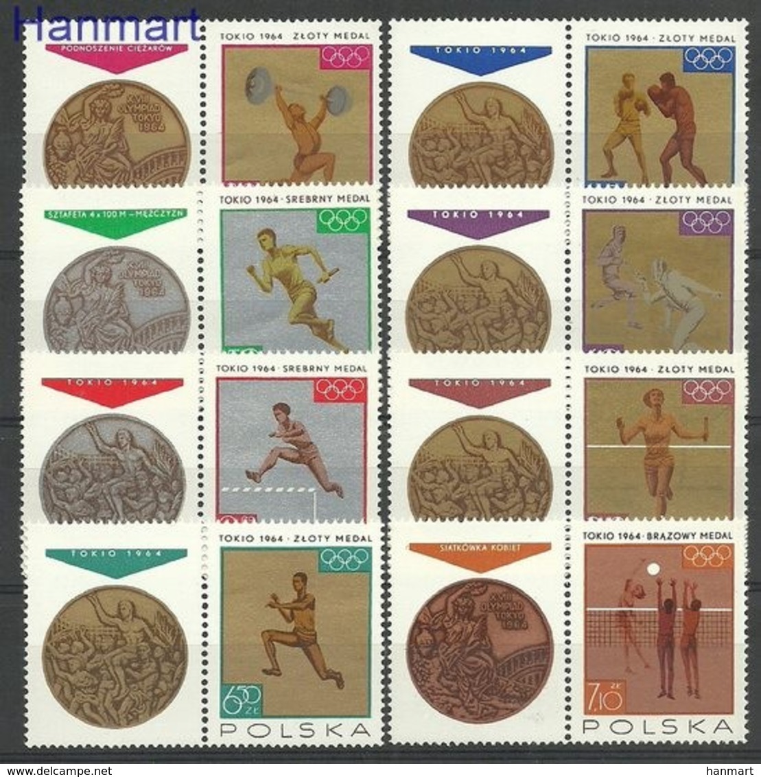 Poland 1965 Mi Zf 1623-1630 MNH ( ZE4 PLDzf1623-1630#b ) - Verano 1964: Tokio