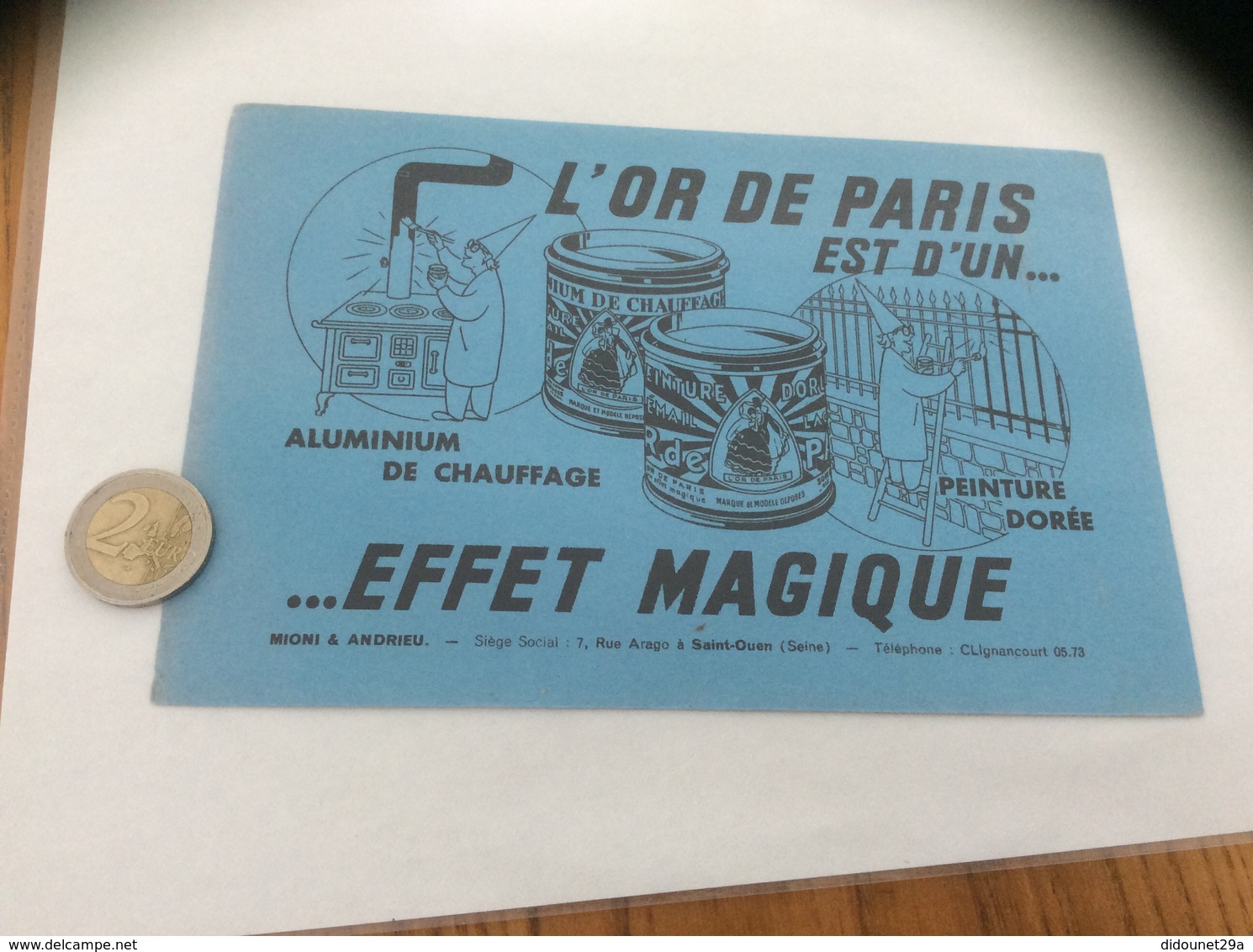 Buvard « L’OR DE PARIS EST D’UN EFFET MAGIQUE - MIONI & ANDRIEU - Saint-Ouen (Seine) » - Vernici