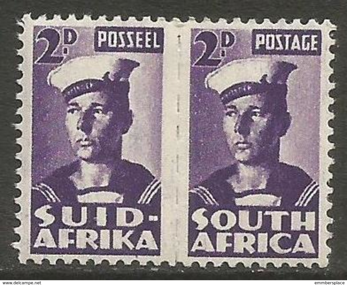 South Africa - 1943 Sailor 2d Pair MNH **   SG 100a  Sc 93 - Unused Stamps