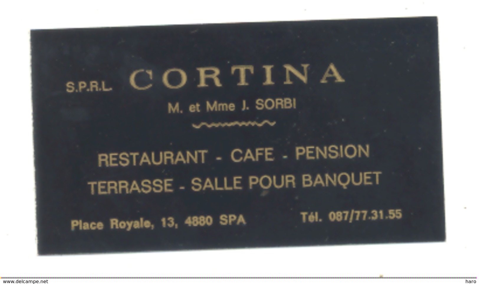 Carte De Visite -   Restaurant  " CORTINA "  SPA (van) - Cartes De Visite