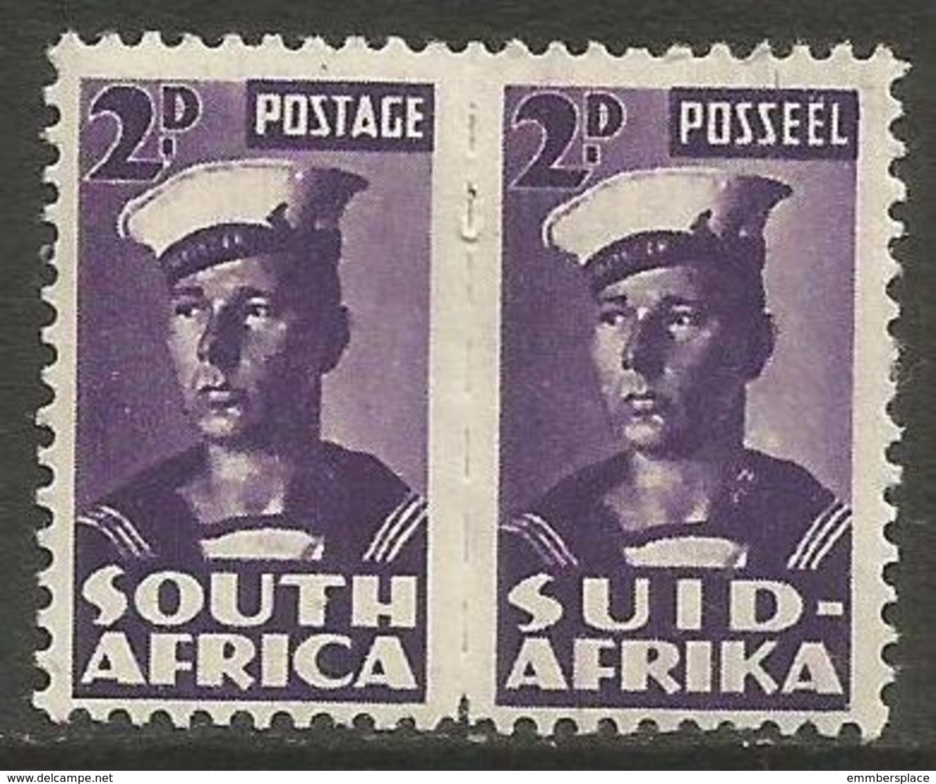 South Africa - 1943 Sailor 2d Pair MH *   SG 100  Sc 93 - Unused Stamps