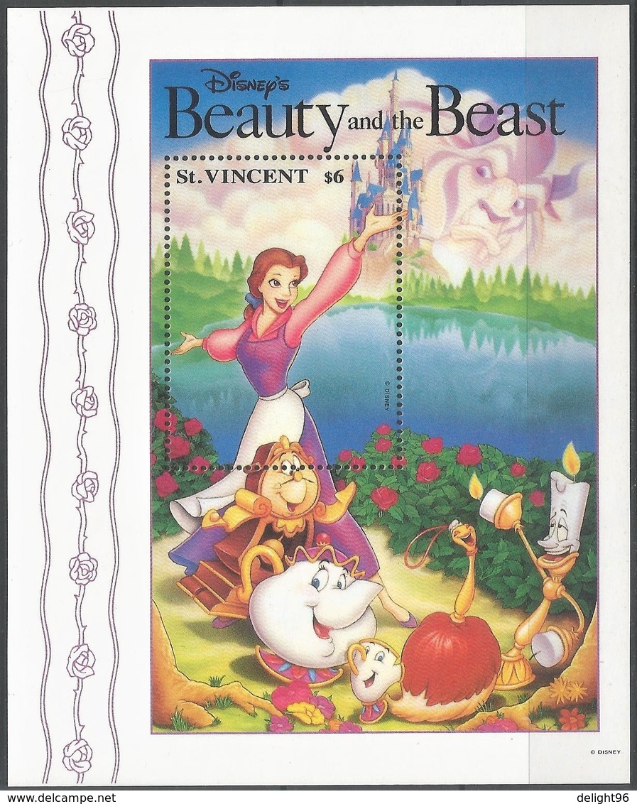 1992 St. Vincent Disney Movie: The Beauty And The Beast Set, Minisheets And Souvenir Sheets (** / MNH / UMM) - Disney