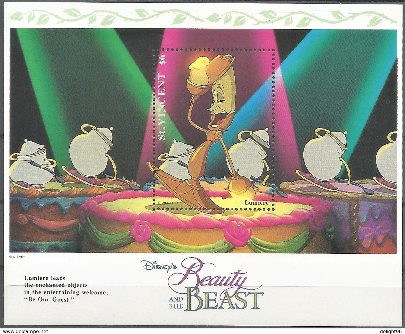 1992 St. Vincent Disney Movie: The Beauty and the Beast Set, Minisheets and Souvenir Sheets (** / MNH / UMM)