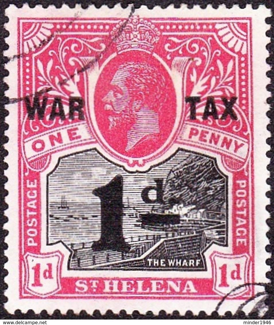 ST HELENA 1919 KGV 1d On 1d Black & Carmine-Red SG88 FU - St. Helena