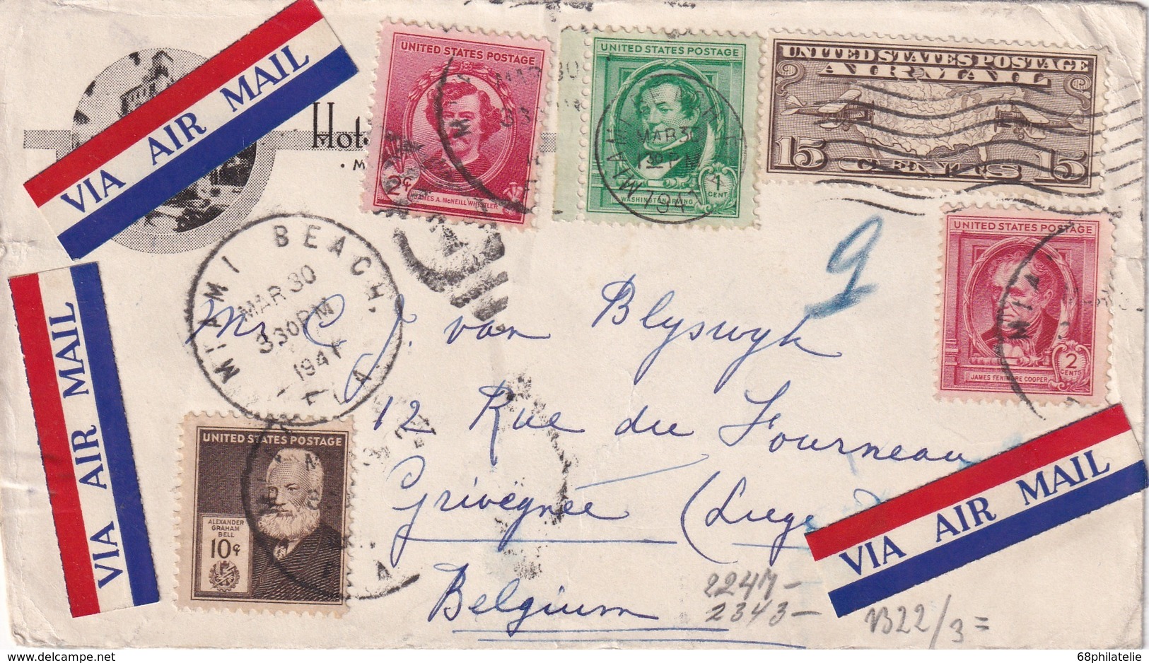 USA 1941 PLI AERIE DE MIAMI BEACH - Lettres & Documents