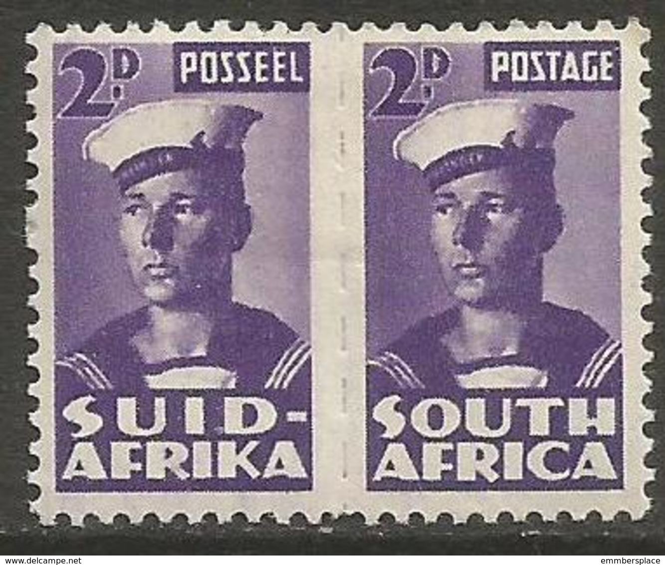 South Africa - 1943 Sailor 2d Pair MH *   SG 100a  Sc 93 - Unused Stamps