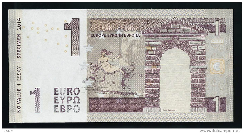 1 Euro, Typ A2 = Kurzes Bull-Horn, Entwurf, Test Note, RRRR, UNC,  Ca. 115 X 58 Mm, Essay, Trial - Other & Unclassified