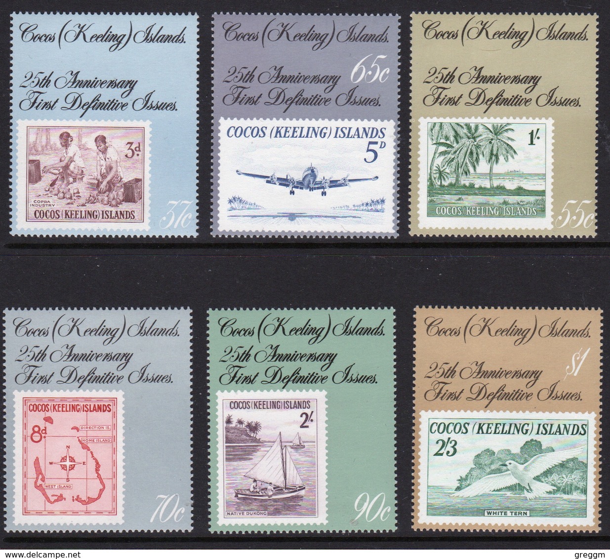 Cocos Keeling Islands 1988 Set Of Stamps Celebrating 25th Anniversary Since The First Definitive Stamp Issues. - Cocos (Keeling) Islands