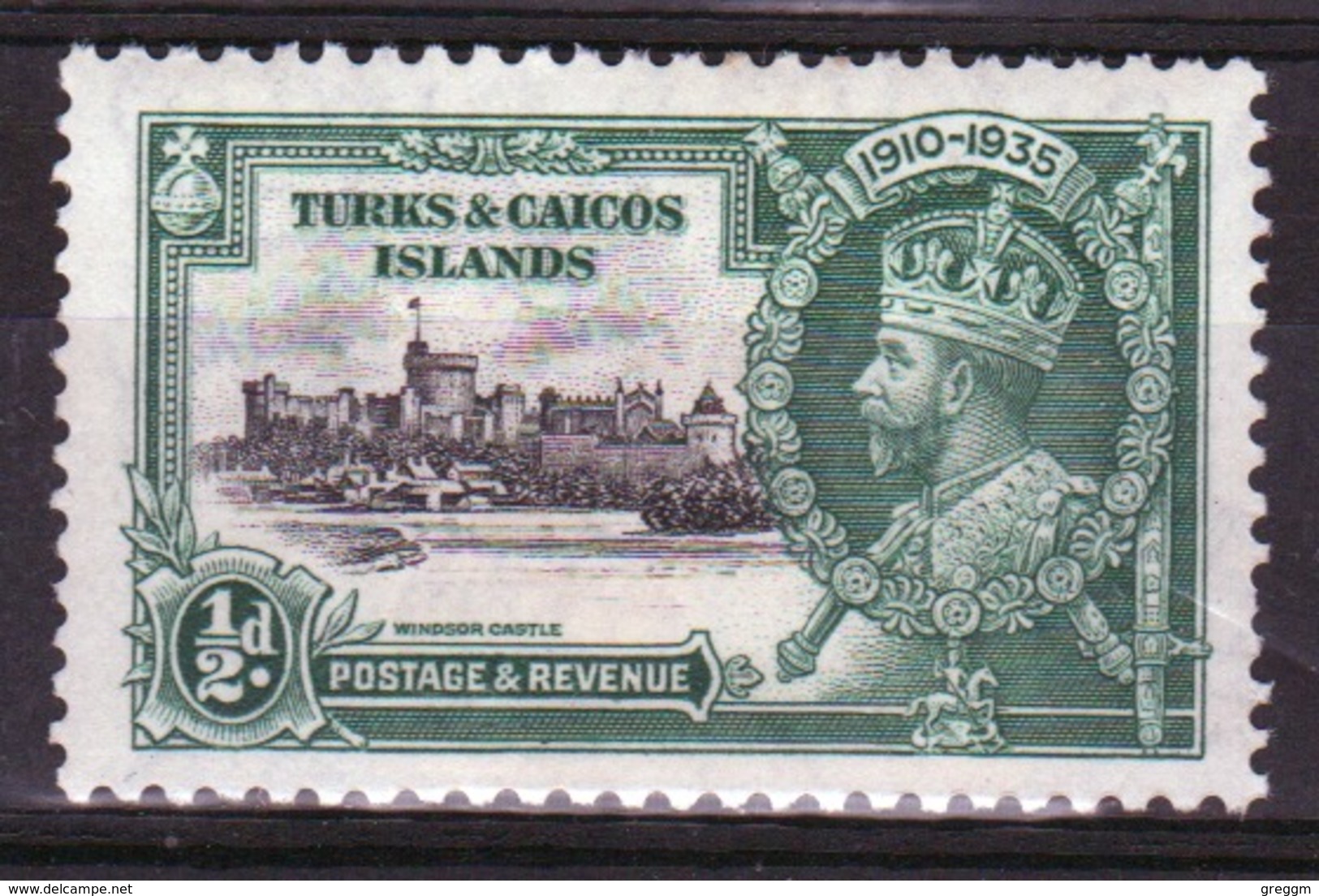 Turks And Caicos Half Penny Single Stamp From The 1935 Silver Jubilee Set. - Turks And Caicos
