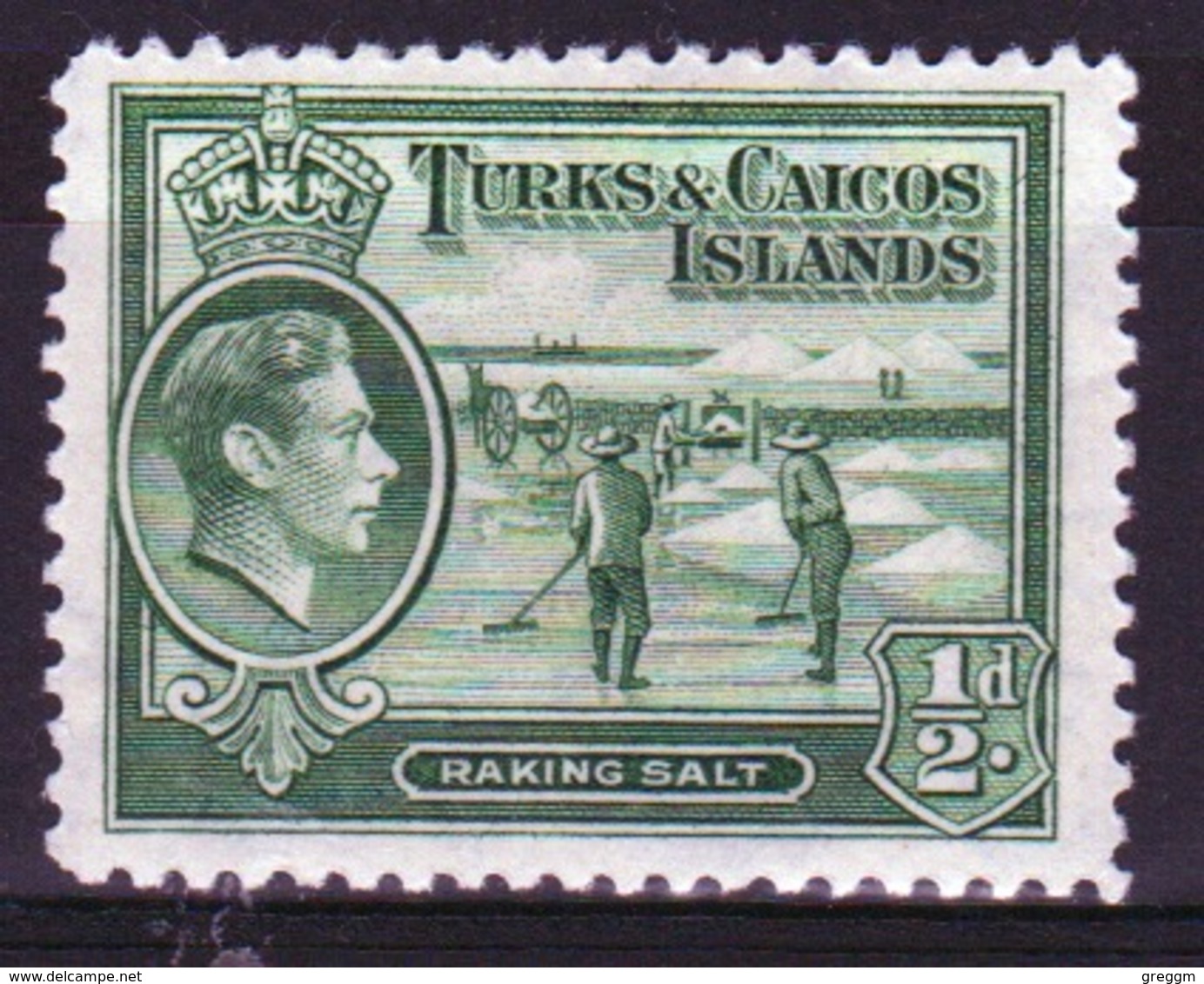 Turks And Caicos Half Penny Single Stamp From The 1938 Definitive  Set. - Turks And Caicos