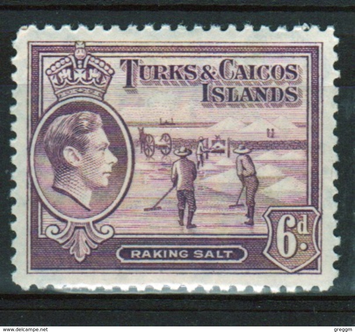 Turks And Caicos 6d Single Stamp From The 1938 Definitive Set. - Turks And Caicos