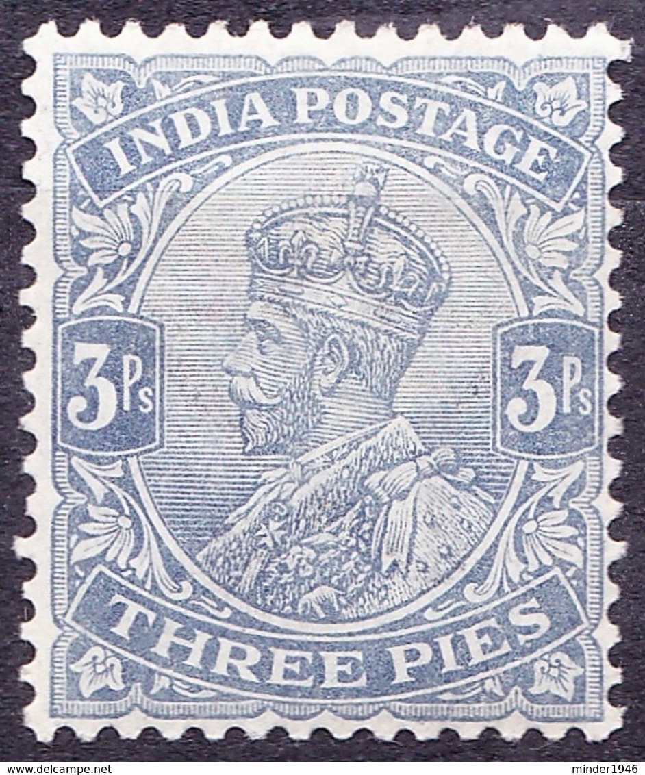 INDIA 1922 KGV 3 Pie Blueish Grey SG153 MH - 1911-35 King George V