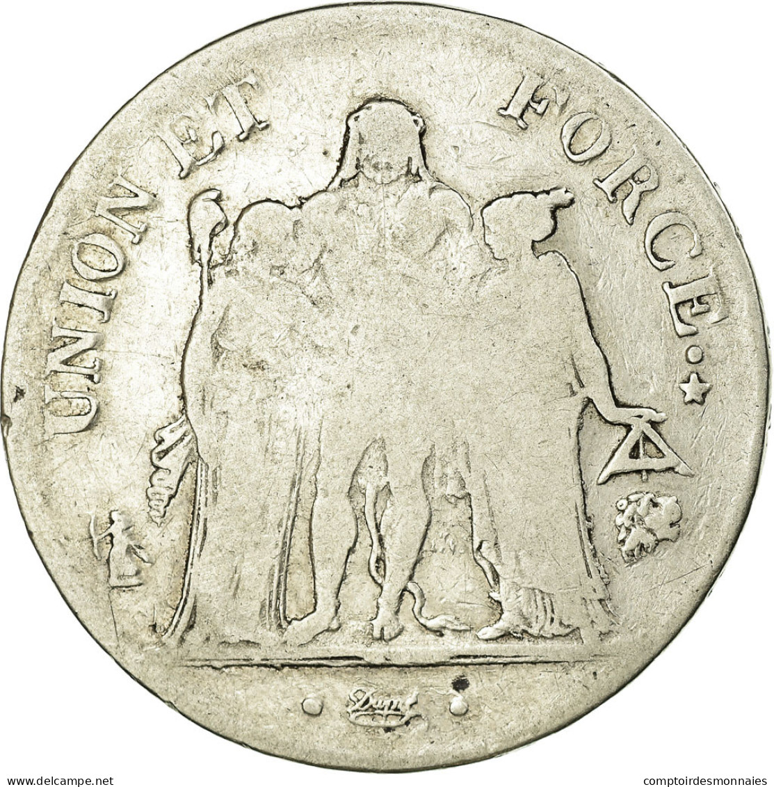 Monnaie, France, Union Et Force, 5 Francs, AN 9, Bayonne, B+, Argent - J. 5 Francs