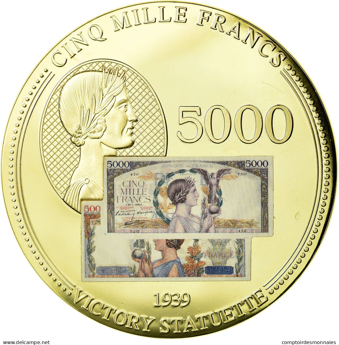 France, Médaille, Les Anciens Francs, Billet De 5000 Francs Victoire, FDC - Autres & Non Classés