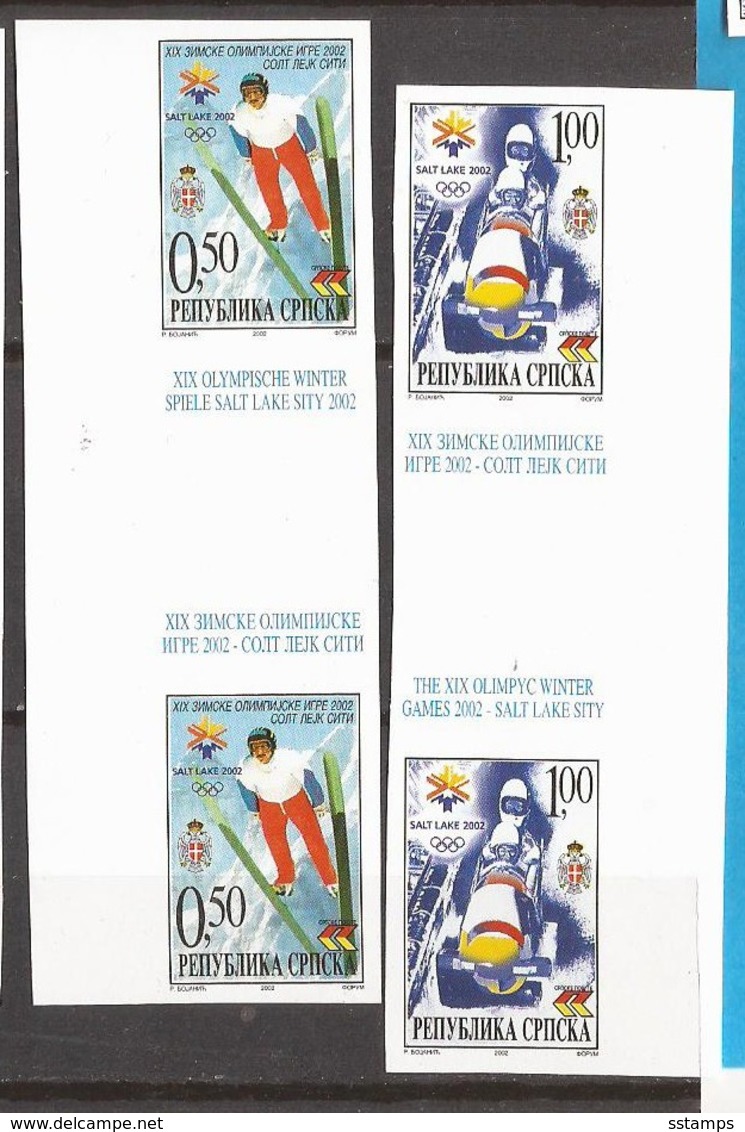 2002 235-36 SPORT OLYMPIADE SALT LAKE CITY BOBFAHREN SKISPRING  BOSNIA REPUBLIKA SRPSKA  RRR IMPERFORATE MNH SELTEN - Winter 2002: Salt Lake City