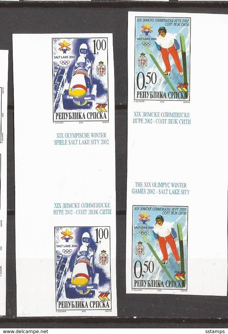 2002 235-36 SPORT OLYMPIADE SALT LAKE CITY BOBFAHREN SKISPRING  BOSNIA REPUBLIKA SRPSKA  RRR IMPERFORATE MNH SELTEN - Bosnia And Herzegovina