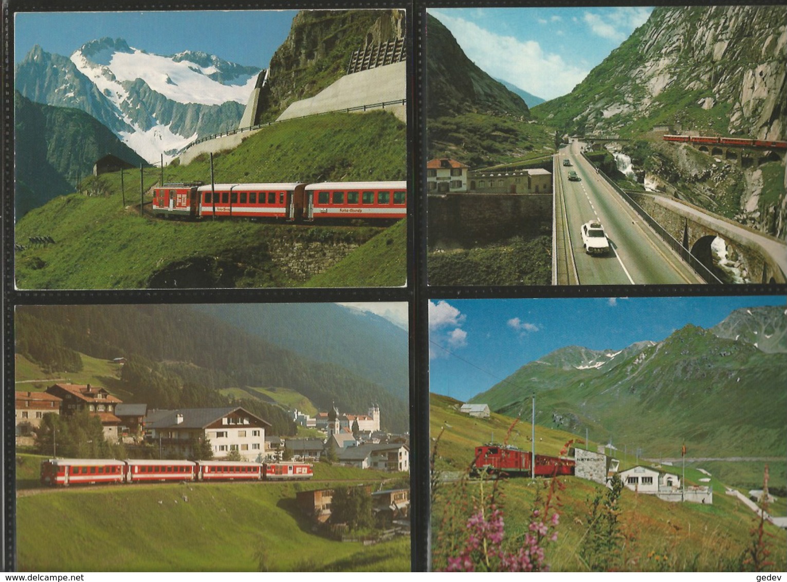 Chemin De Fer Zermatt - St Moritz, Furka-Oberalp-Bahn, Lot De 96 Cartes Couleurs Modernes (3) - Trains