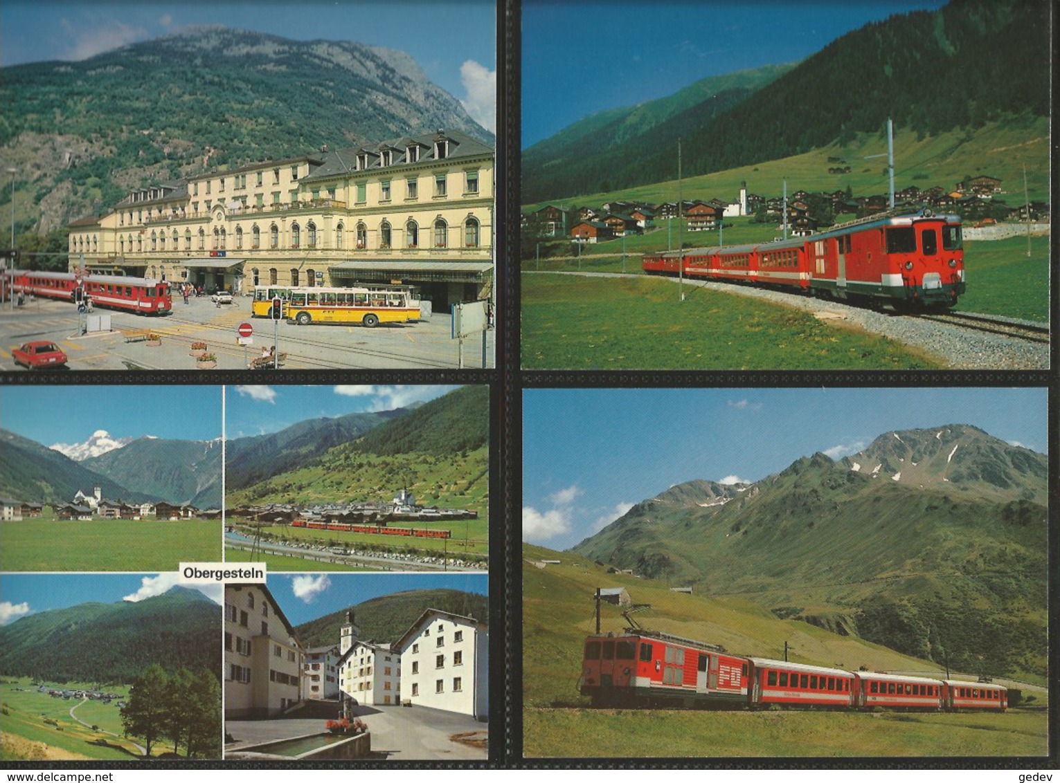 Chemin De Fer Zermatt - St Moritz, Furka-Oberalp-Bahn, Lot De 96 Cartes Couleurs Modernes (3) - Trains